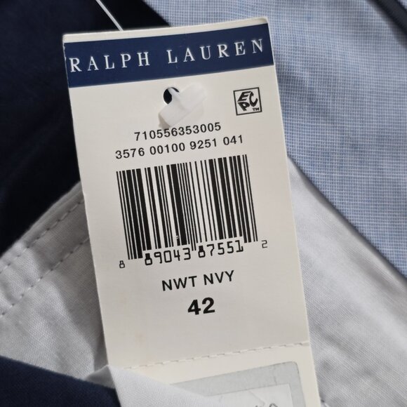 Polo Ralph Lauren Chino Shorts Mens 42 Navy Pockets Zip Cotton Classic Fit 9" - Picture 11 of 16